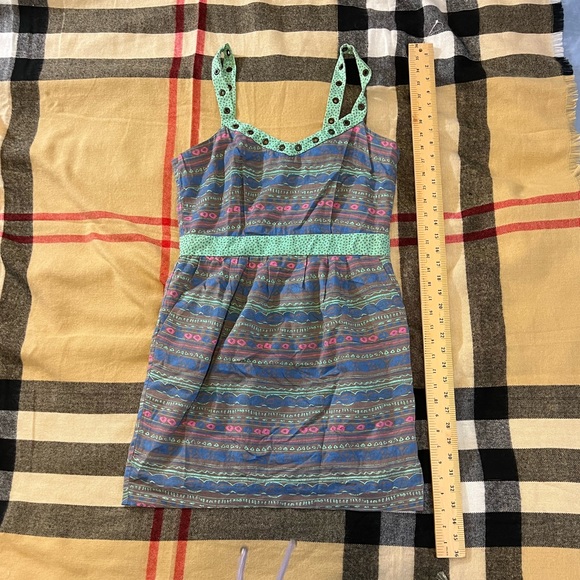 I Heart Ronson Dresses & Skirts - I HEART RONSON SUMMER PRINT DRESS PINK GRAY GREEN SIZE M MEDIUM RIVETS AZTEC